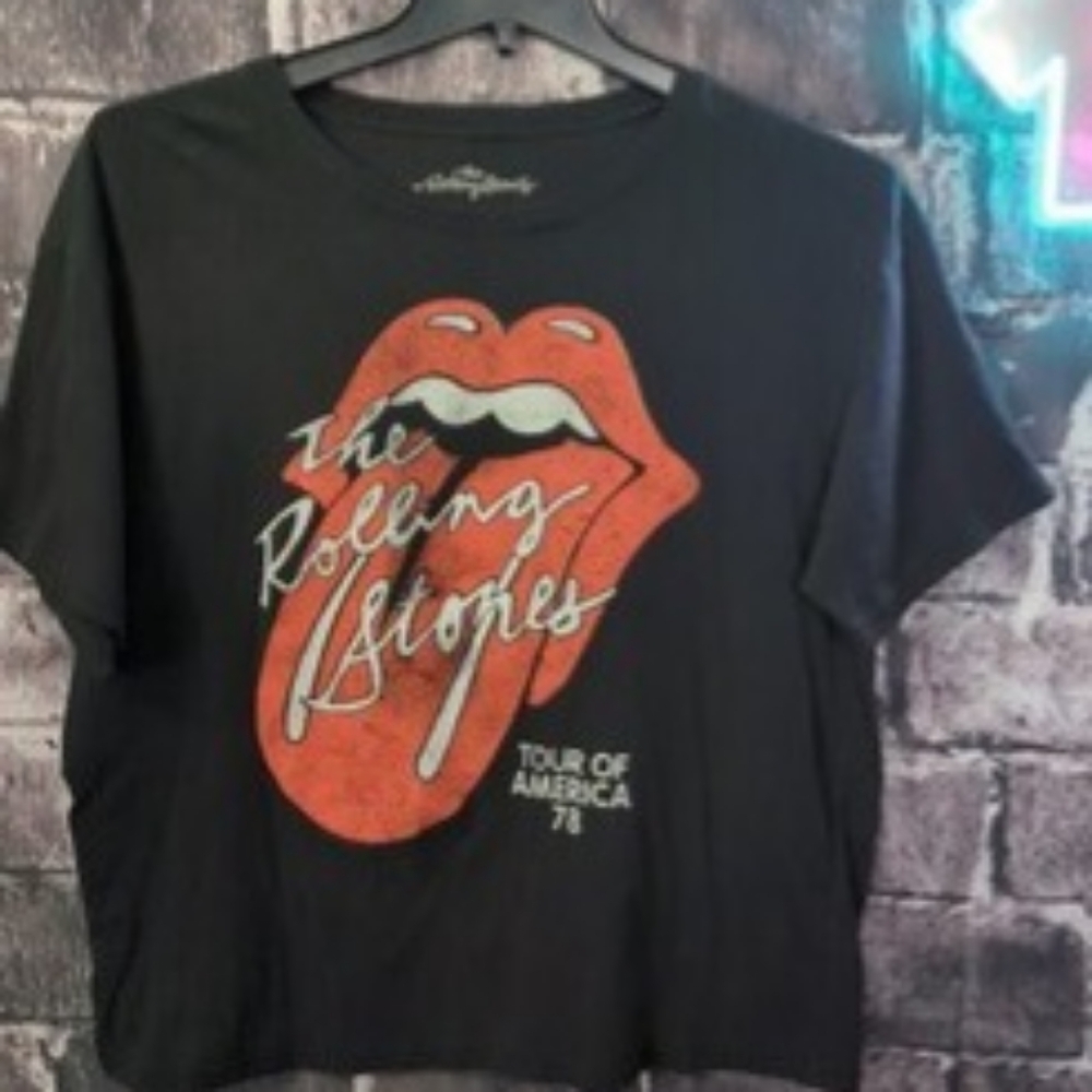 Rolling Stones Black T-Shirt with Red Logo
